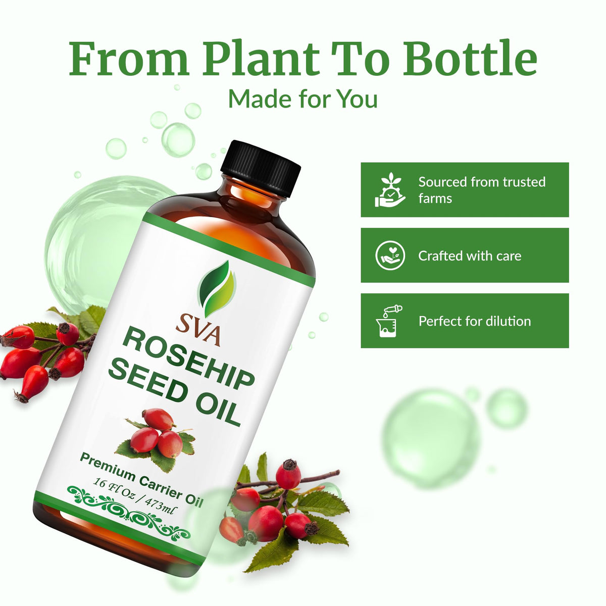 SVA Rosehip Seed Carrier Oil (16 Fl Oz)
