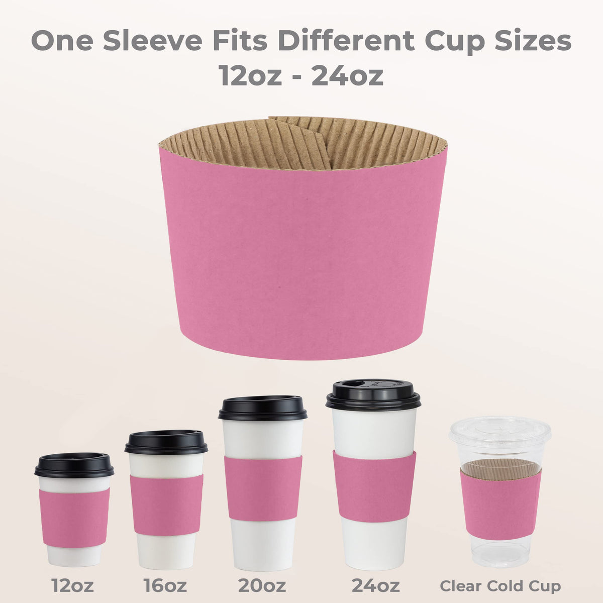100 Pack] Pink Coffee Cup Sleeves Disposable for Hot Drinks (100 Count)