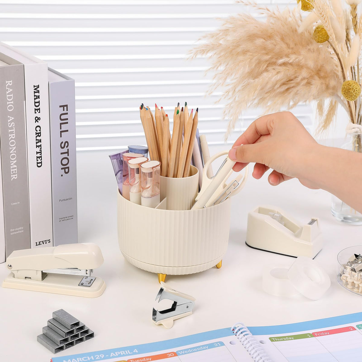 Desk Organizer Set with 360° Rotating Pen Holder