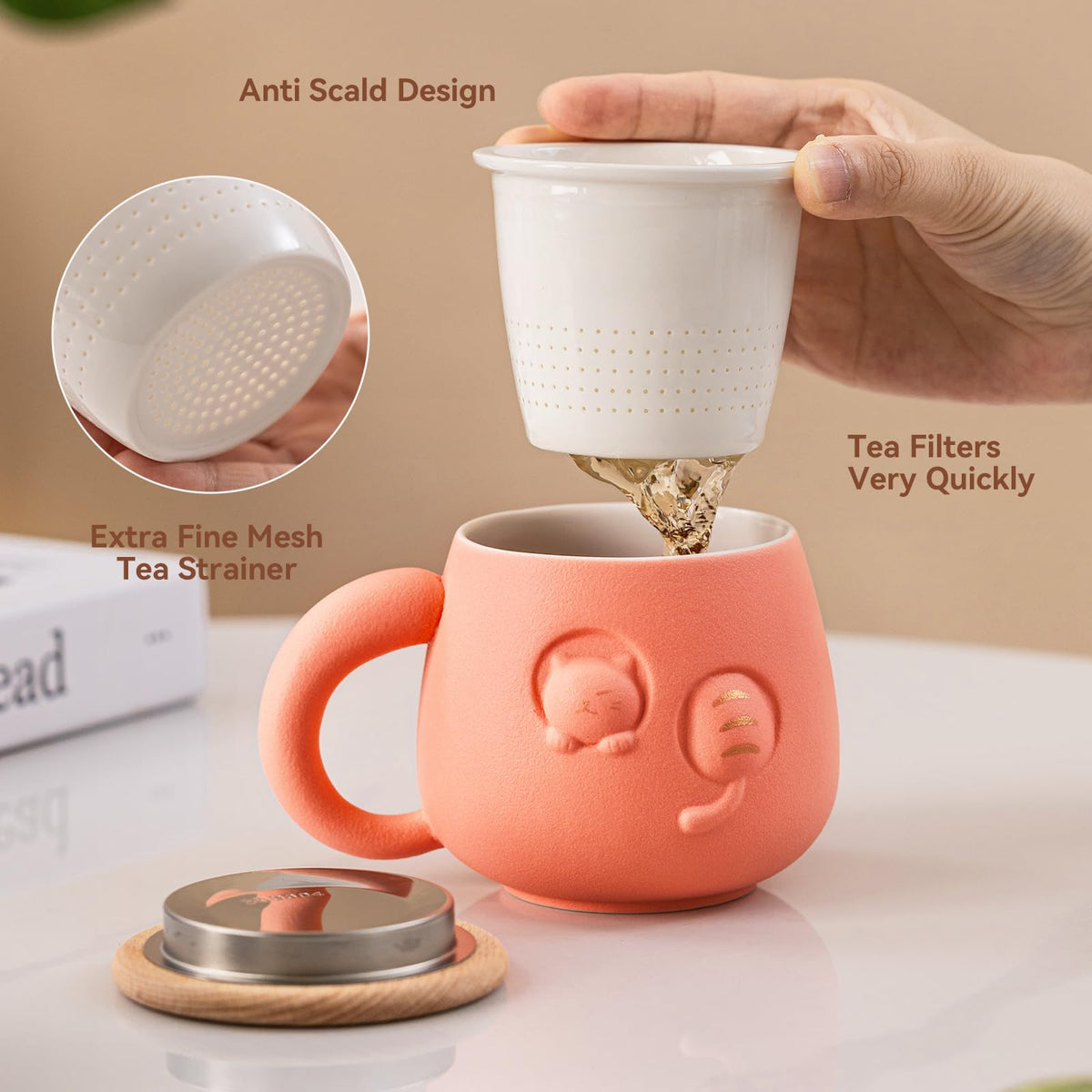 Tea Cup with Infuser and Lid 14oz