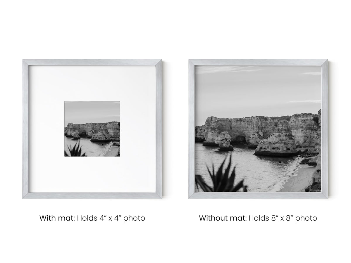 8x8 Silver Metal Picture Frames Matted to 4x4