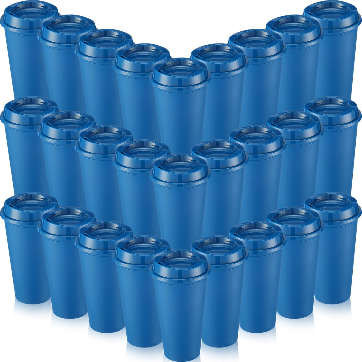 30 Pack 16 oz Reusable Coffee Cups with Lids Water Bottle Iced Coffee Travel Mug Portable Plastic Tea Tumblers Bulk for Hot and Cold Drinks Birthdays Party (30 Count)