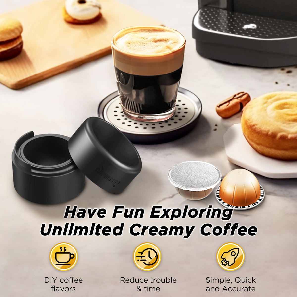 Reusable Refill Kit for Nespresso Vertuo Pods with Fast Sealing (52 Count)