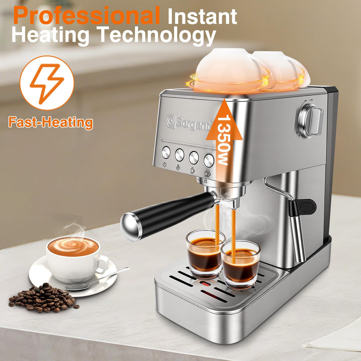Stainless Steel Espresso Machine 20 Bar