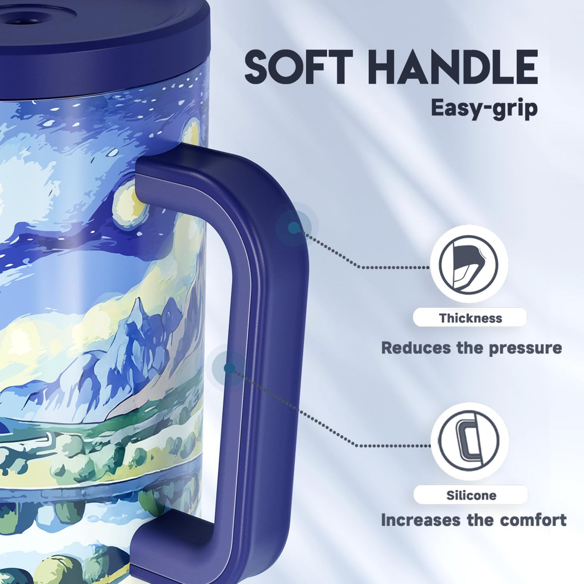 40 oz Tumbler with Handle and Straw