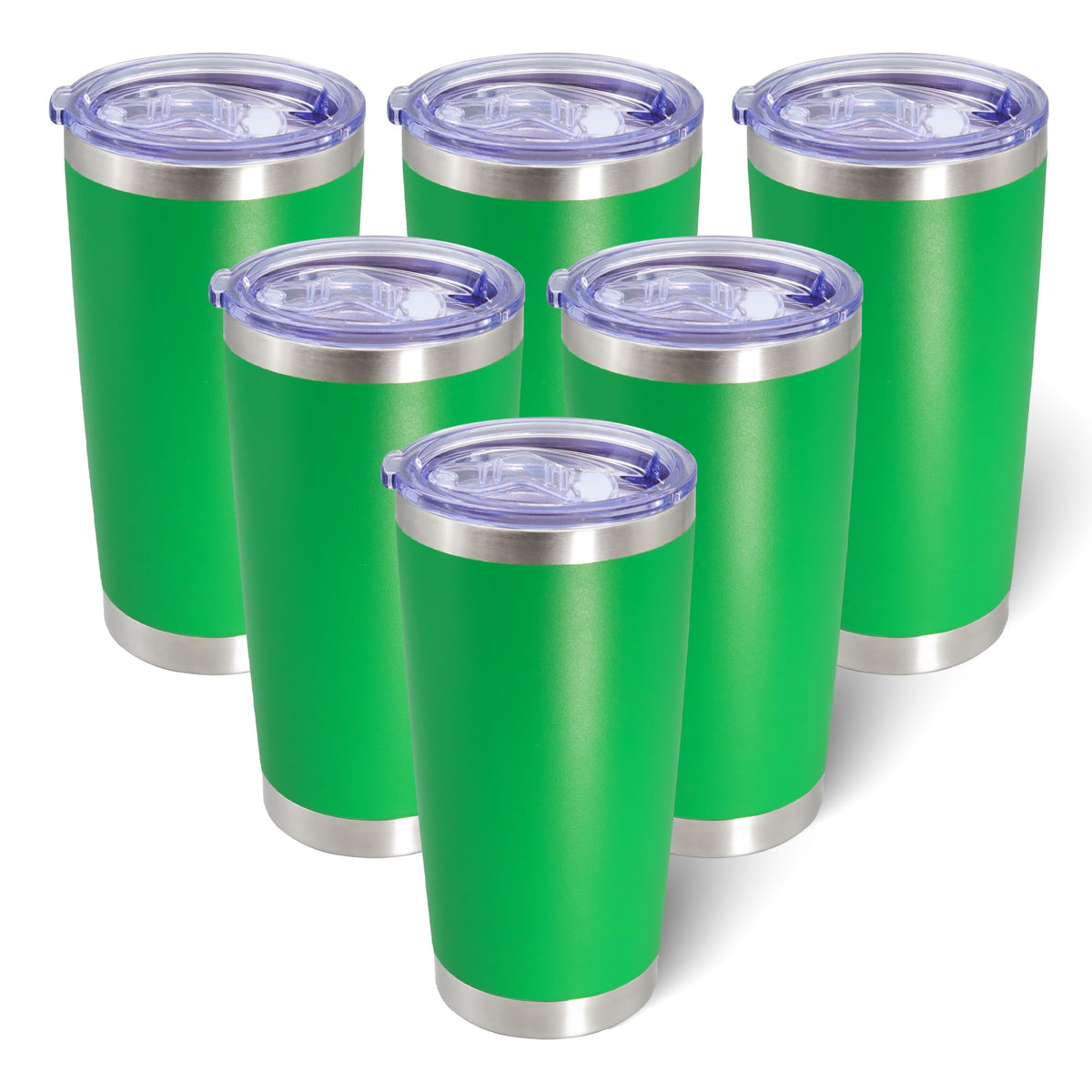 20oz Tumbler with Lid Stainless Steel Tumblers Insulated Mug Green 6P (6 Count)