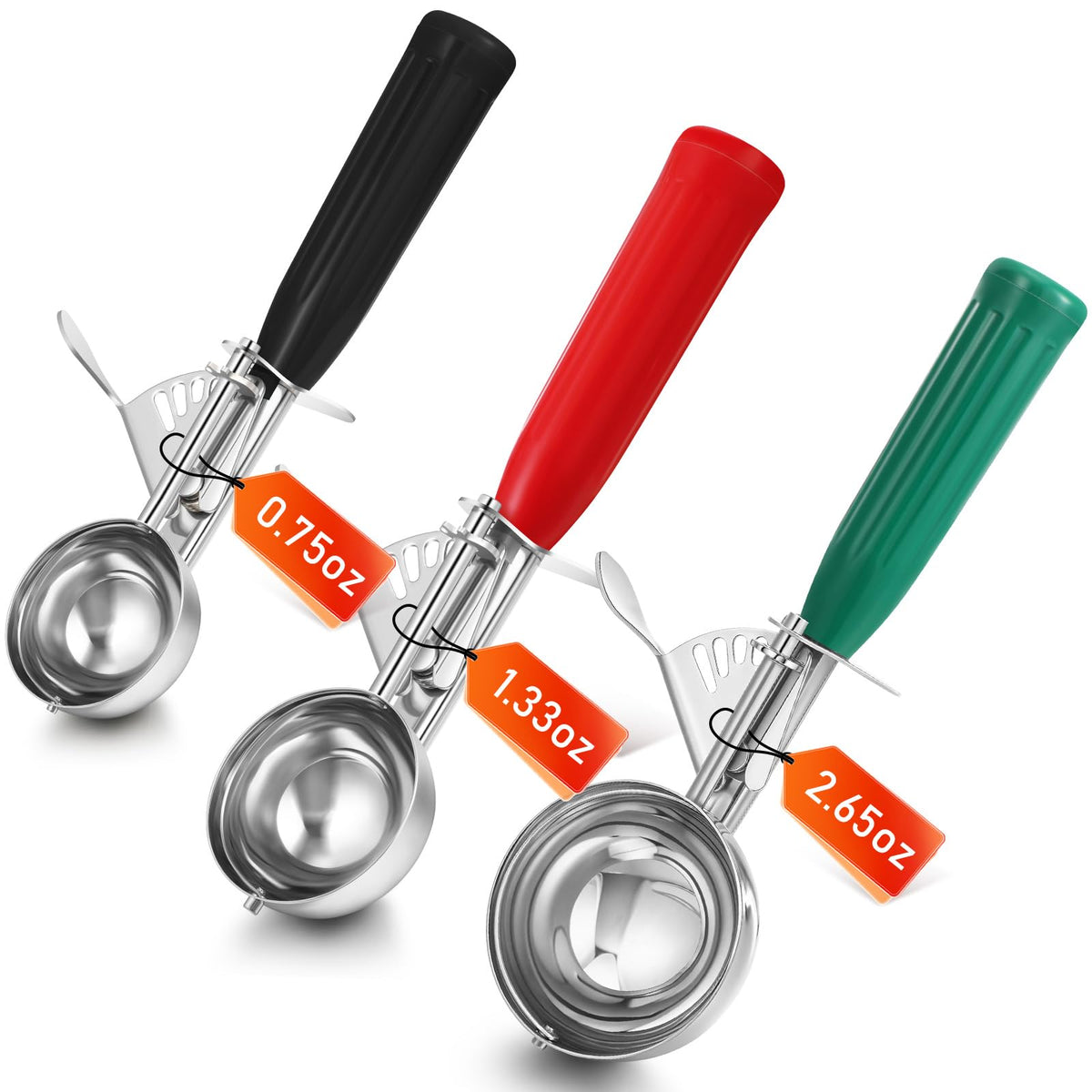 3 Pcs Release Cookie Scoops Ice Cream Scooper with Trigger Release Portion Scoop Stainless Steel for Portion Control (3 Count)