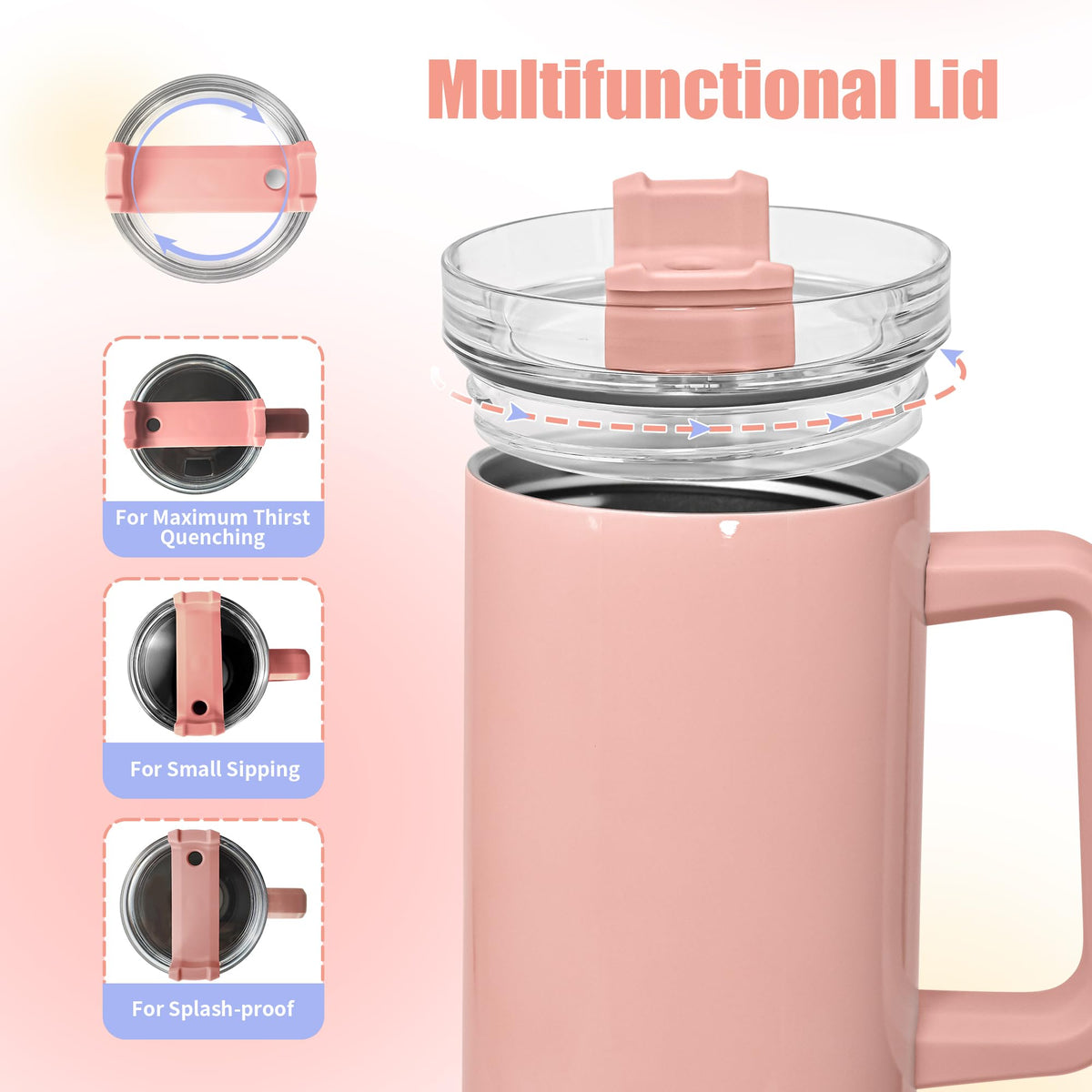 40 oz Sublimation Tumbler with Handle and Straw 10 Pack Stainless Steel Insulated Tumblers Blanks Water Bottle Travel Cups (10 Count)