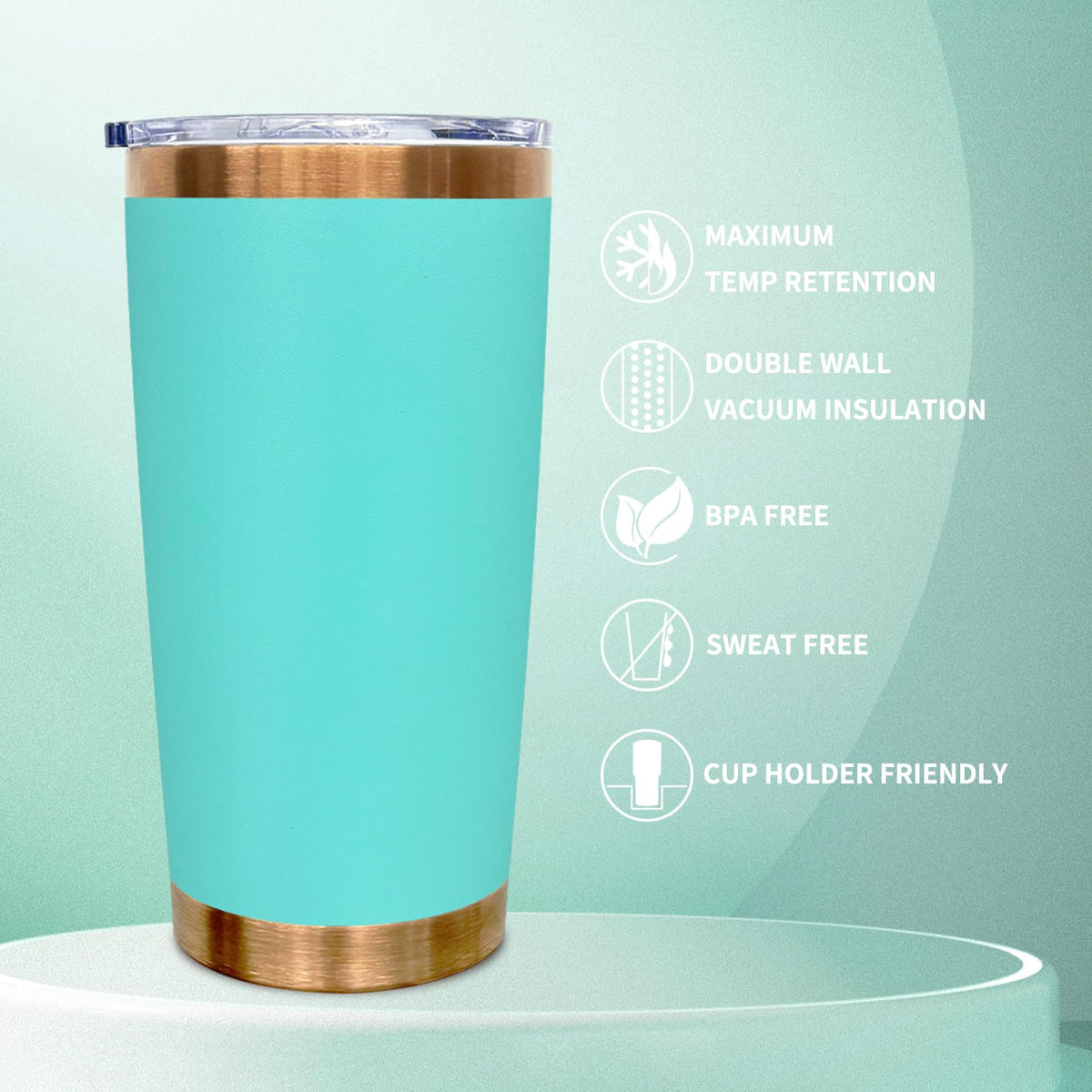 20 oz Tumbler Bulk Stainless Steel Tumblers with Lids and Straws MintGreen