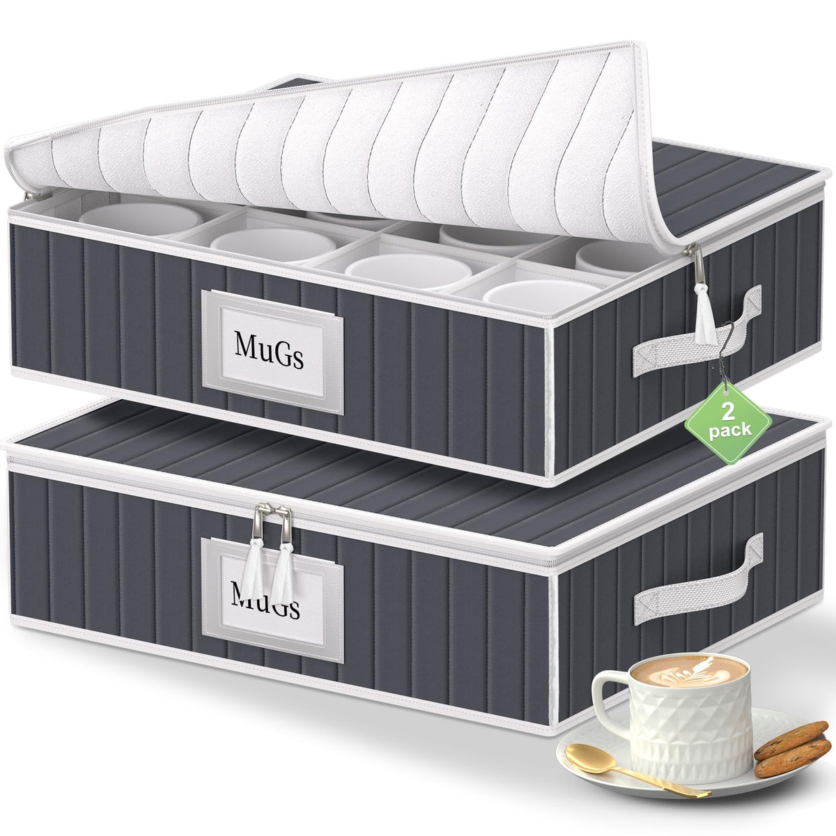 Mug and Cup Storage Box with Dividers