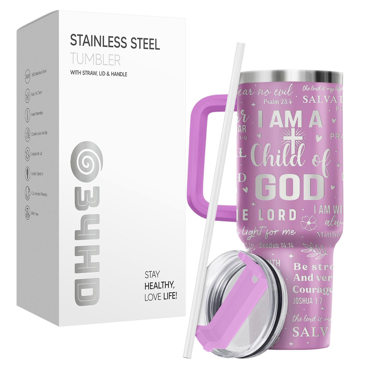 Child God Inspirational Bible 40 oz Tumbler with Handle