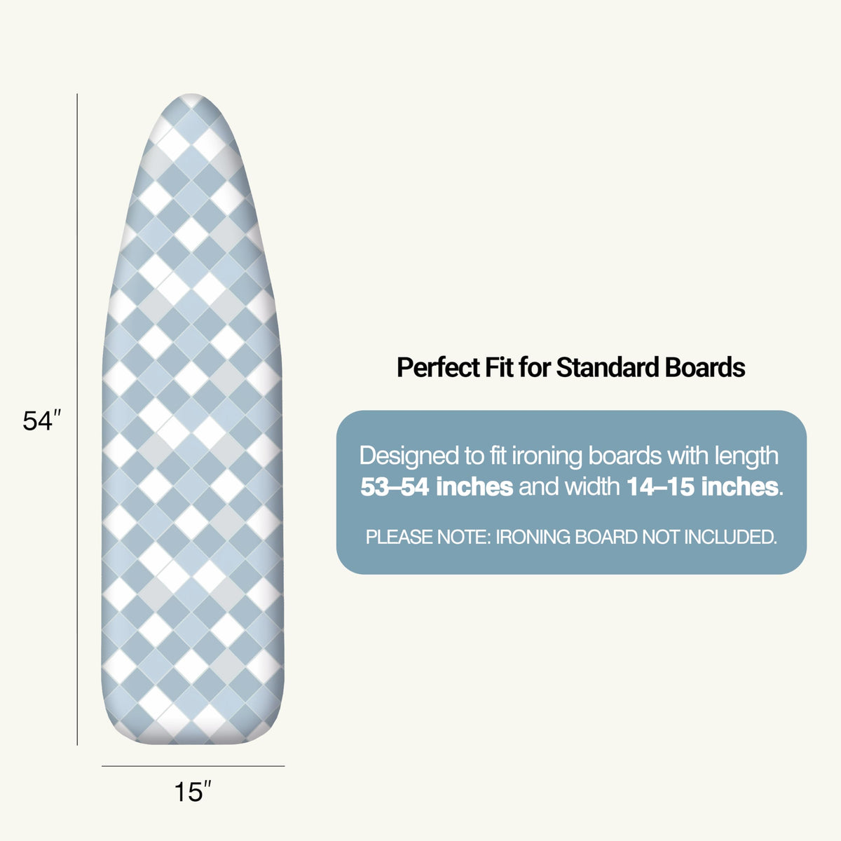Ironing Board Cover and Pad 15"x54" Extra Thick Natural Cotton
