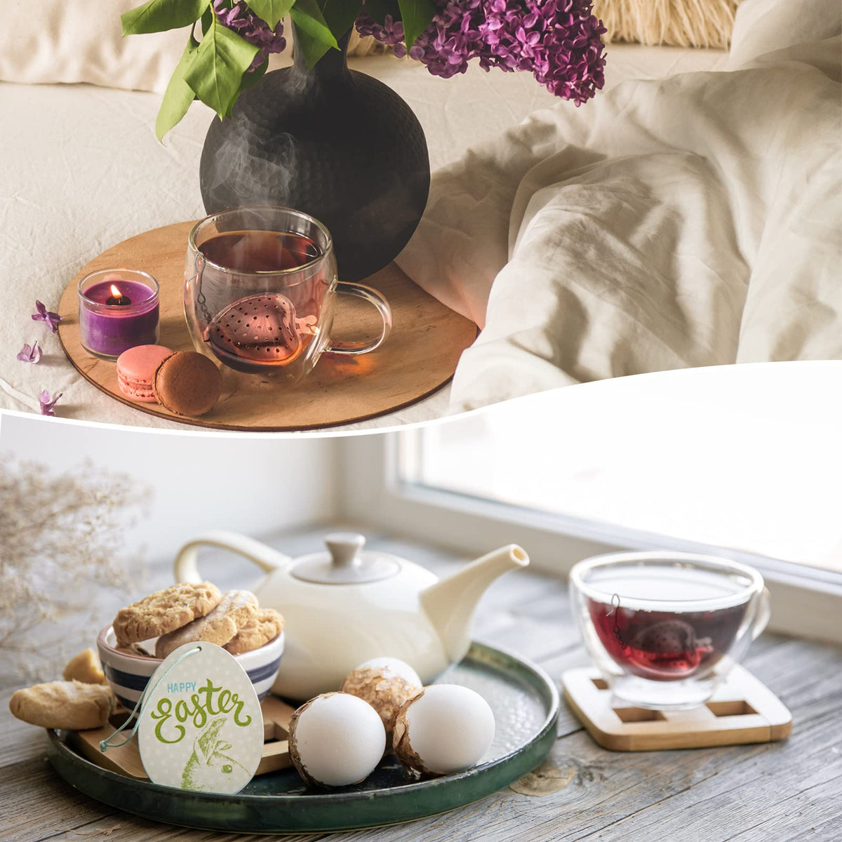 100 Pcs Tea Strainer Stainless Steel Tea Ball Infuser Loose Leaf Tea Steeper Tea Interval Diffuser Heart Shape Mesh Tea Filters with Extended Chain Hook for Seasonings Cup Bottle