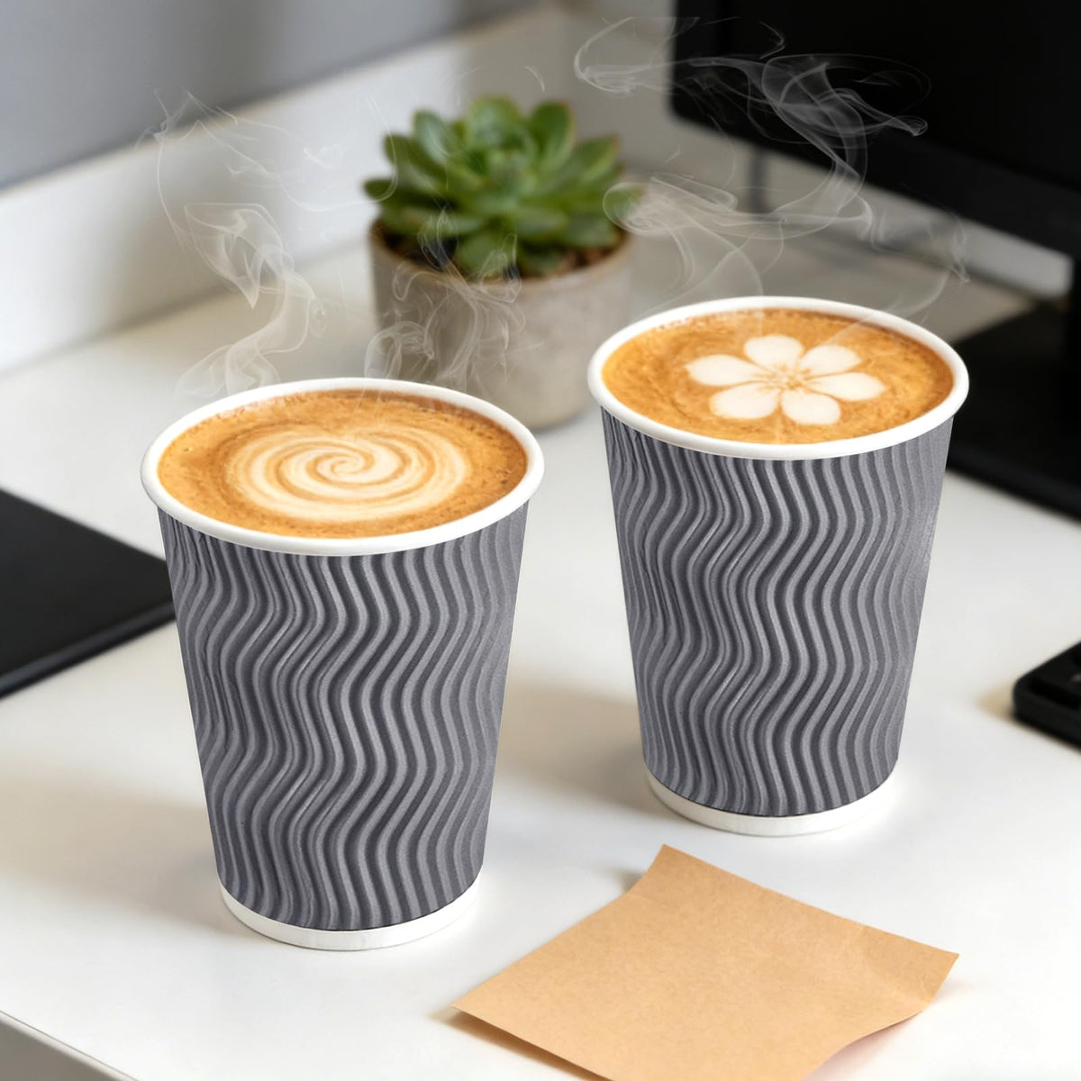 500 Pack 12 oz Paper Coffee Cups with Lids Disposable for Hot Drink (500 Count)