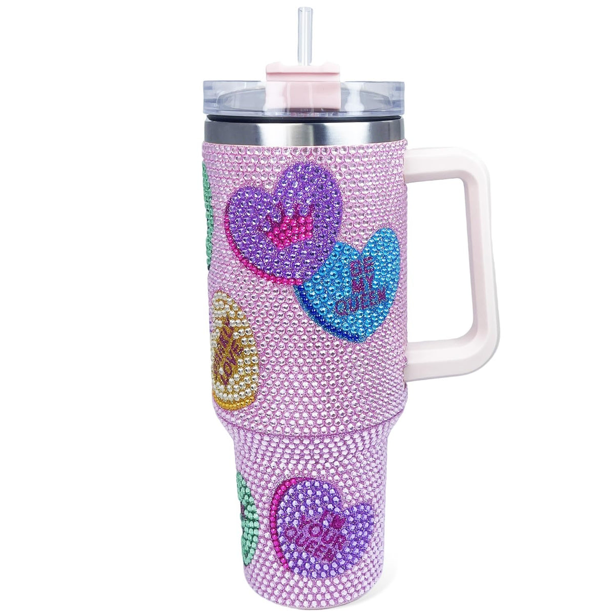 40oz Bling Rhinestone Tumbler with Handle and Straw Glitter Cups