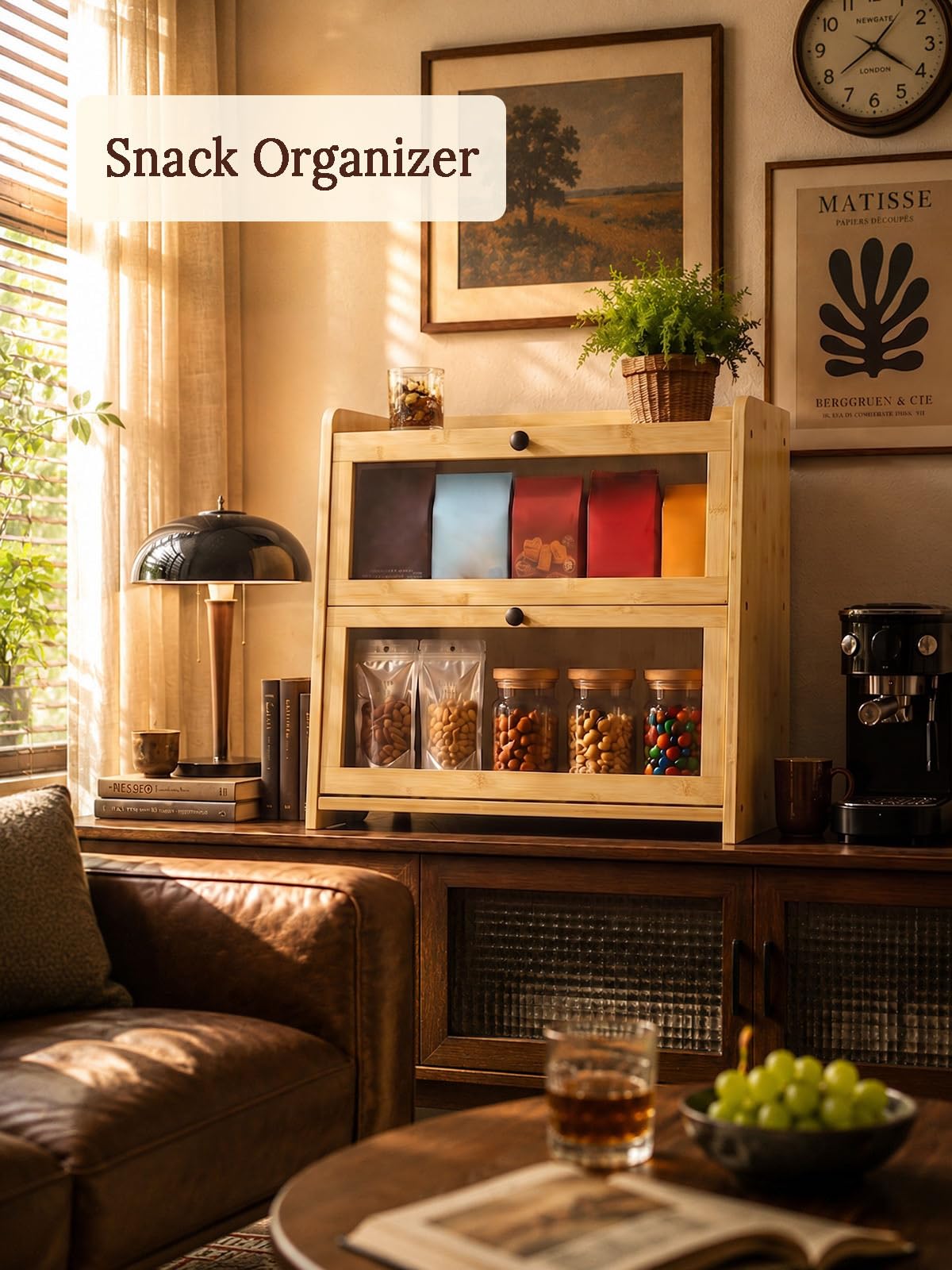 Bamboo Bread Box for Kitchen Countertop