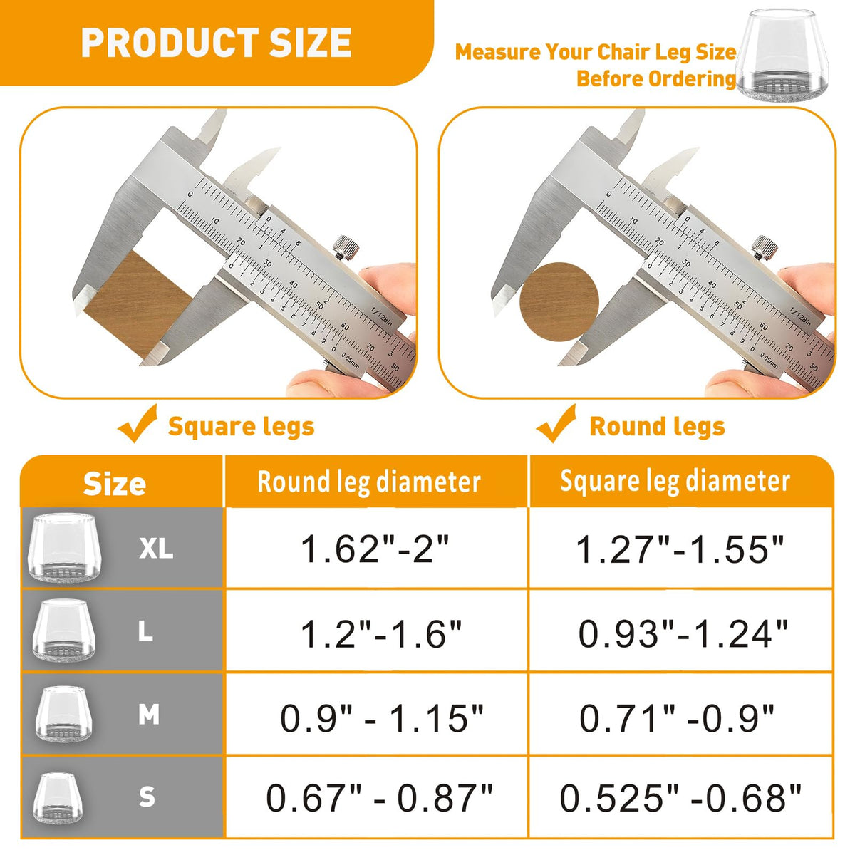 Chair Leg Floor Protectors (24 Count)