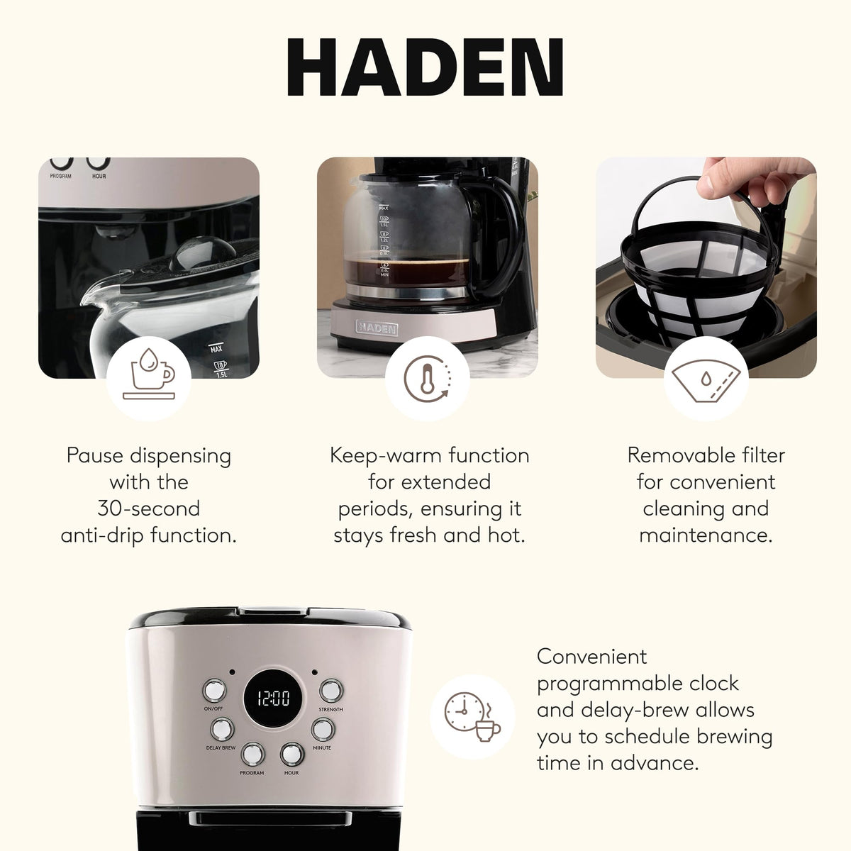 12 Cup Programmable Coffee Maker for Home or Office