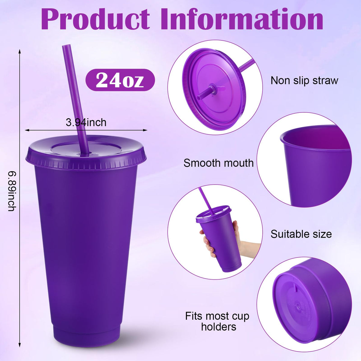60 Pack Plastic Cups with Lids Straws (60 Count)