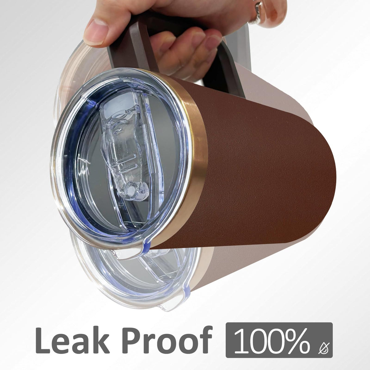 22oz Insulated Coffee Mug Bulk with Handle and Lid Brown