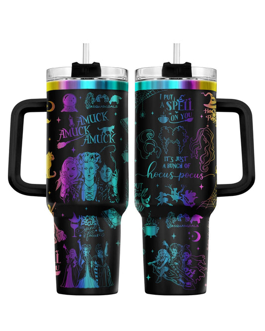 Hocus Tumbler 40oz Stainless Steel Magical Witchy Drinkware Halloween