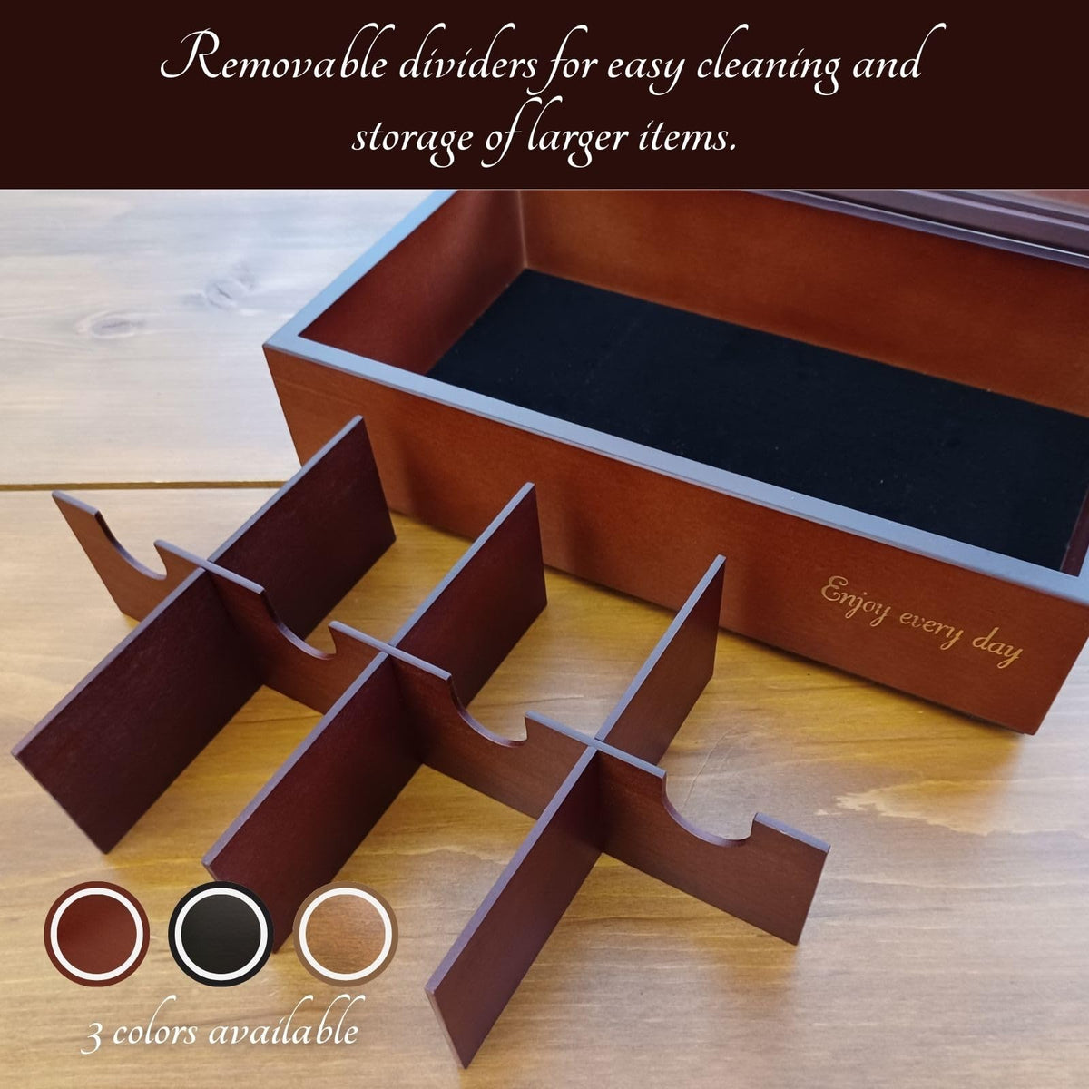 BJOYFUL&LOVED Wooden Tea Box with Glass Lid