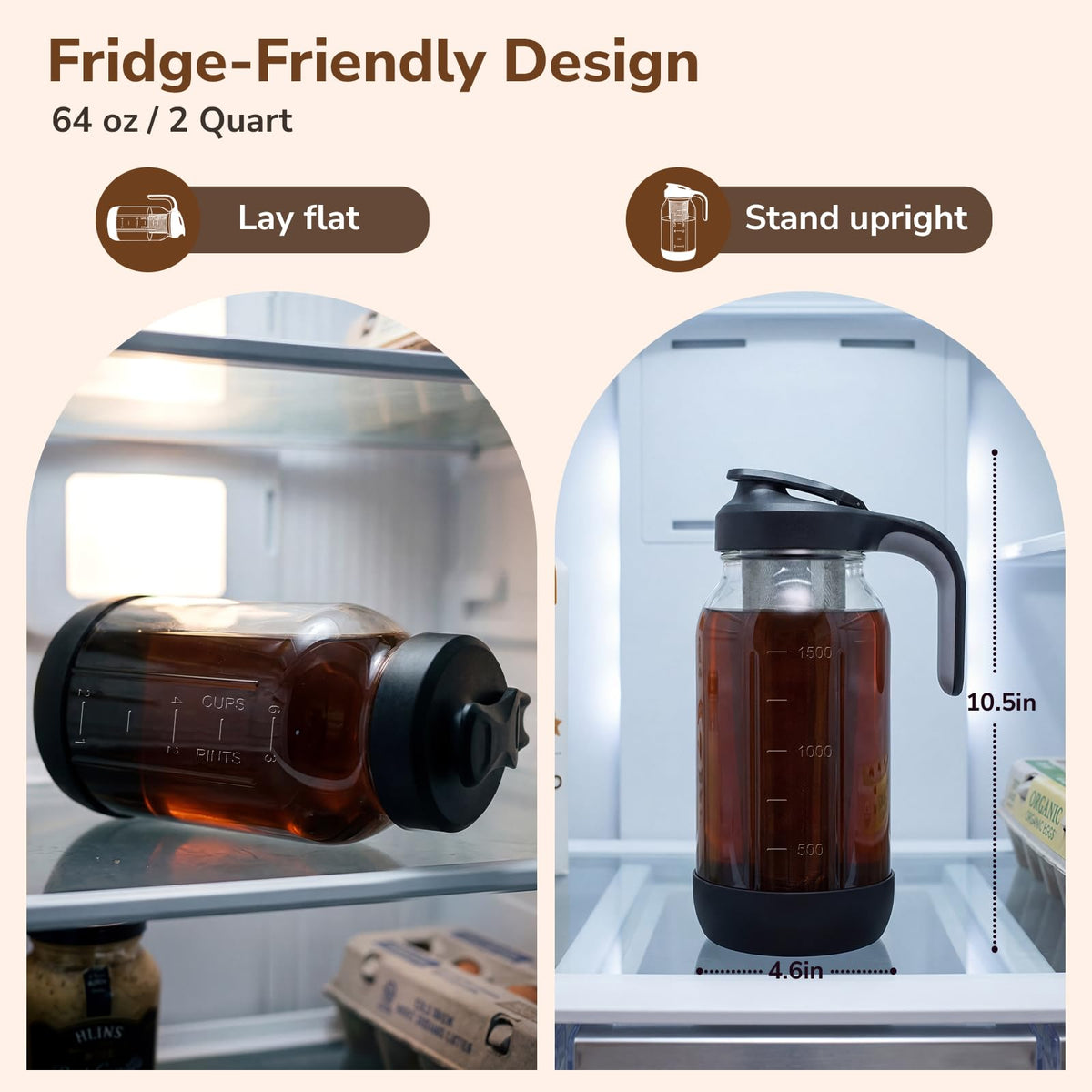 64 oz Cold Brew Coffee Maker with Stainless Steel Filter