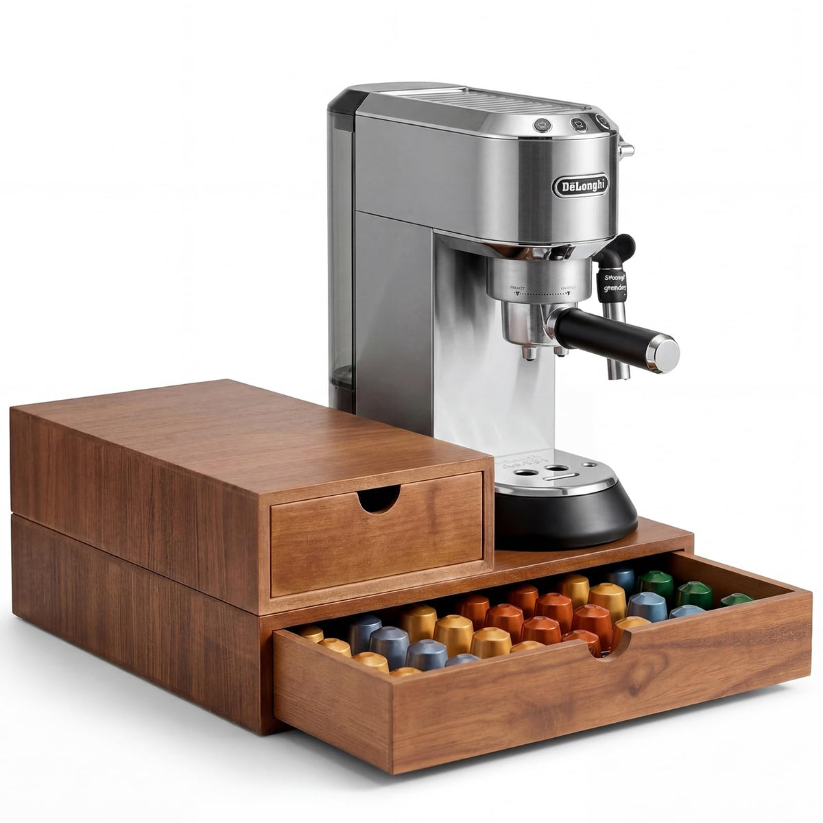 1 Pack Wooden Pod Holder Drawer Coffee Box