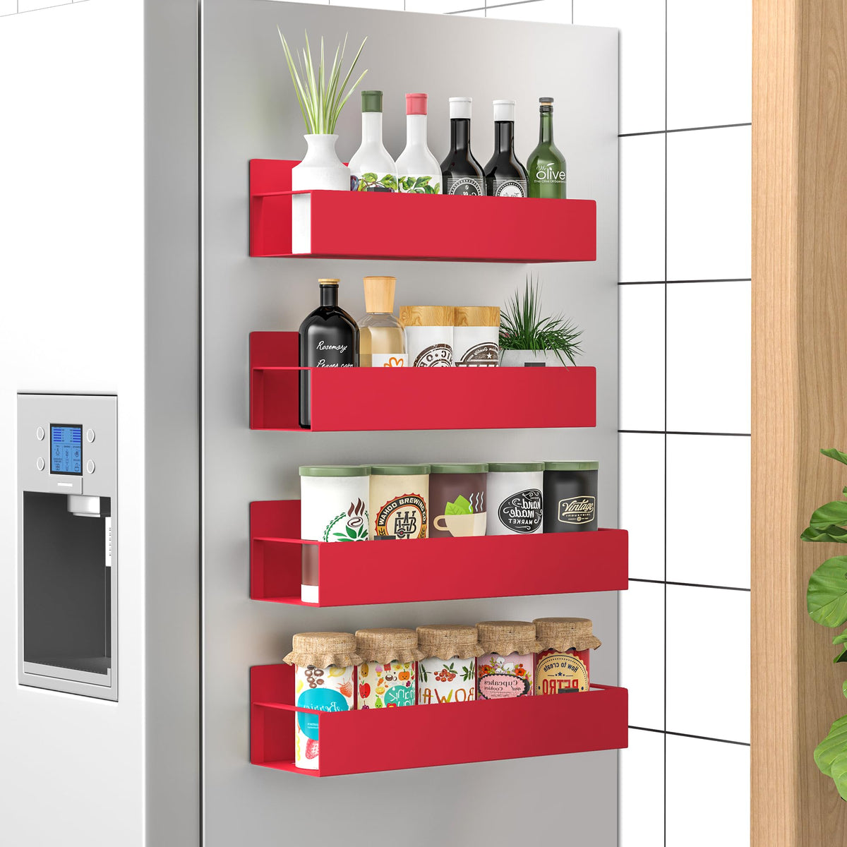 4 Pack Magnetic Spice Storage Rack Organizer for Refrigerator and Oven (4 Count)