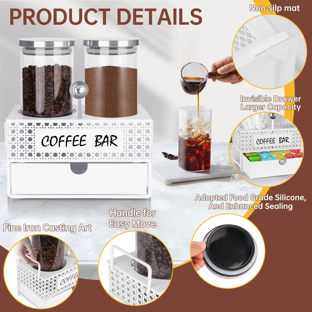 Glass Coffee Container with Shelf