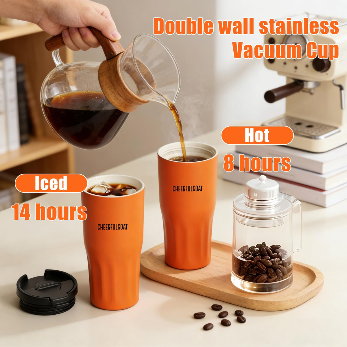 Ceramic Travel Tumbler Ceramic Coffee Mug with 2 Lids