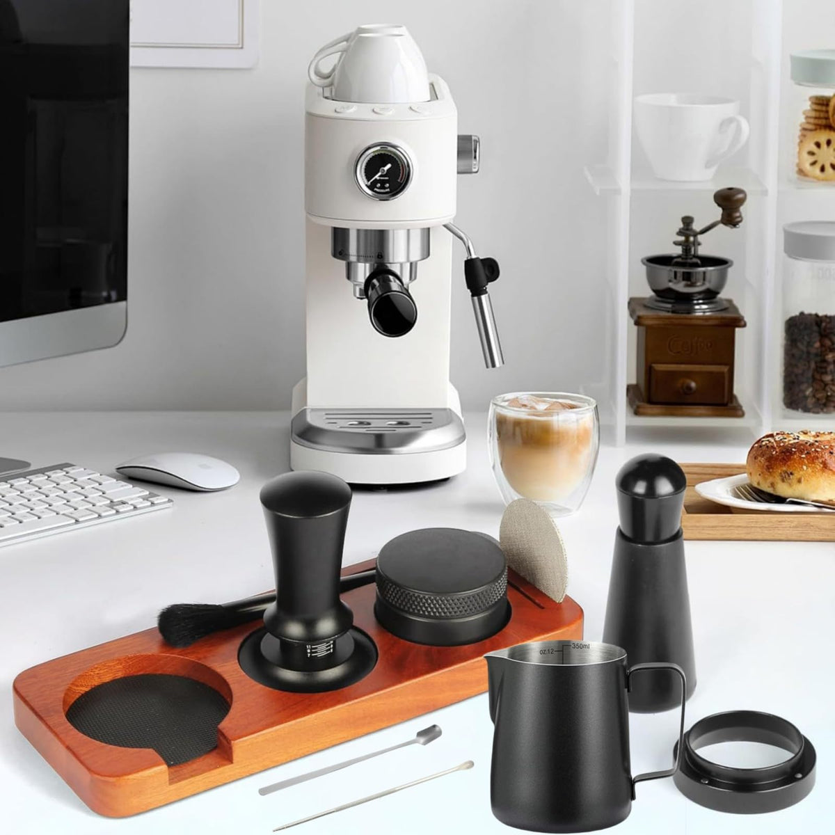 10PCS Espresso Accessories Kit 51mm Coffee Tamper Set with frothing pitcher