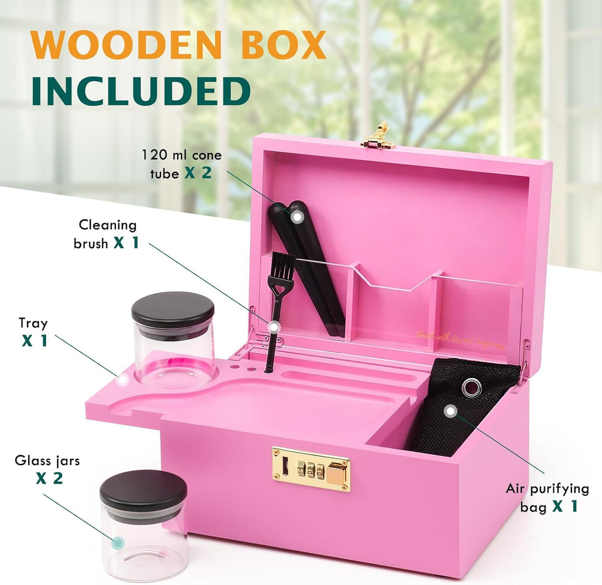 Bamboo Smell Proof Container Locking Box