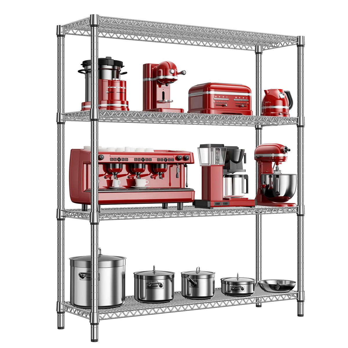 2800 LBS 59" W 4 Tier Storage Shelves Rack Metal Wire Shelving Unit (4 Count)