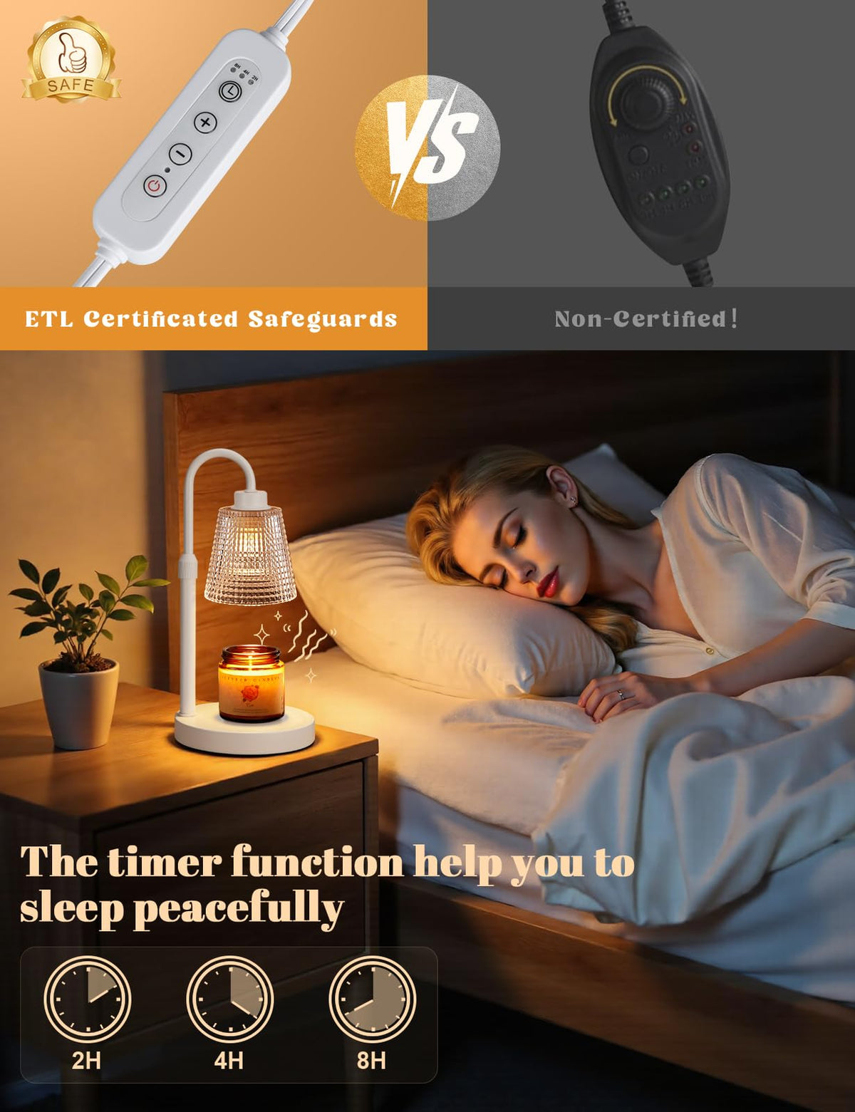 White Candle Warmer Lamp with Timer