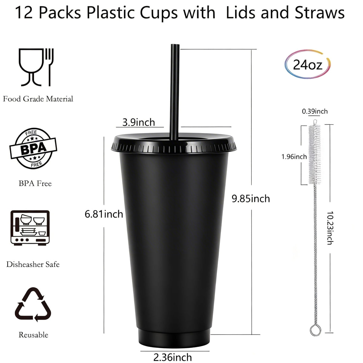 24 oz Reusable Plastic Cups (24 Count)