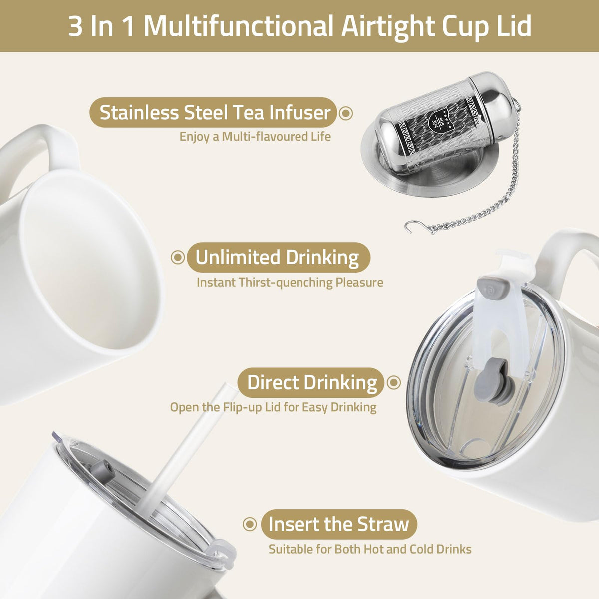 Sweejar Ceramic Tea Cup with Lid