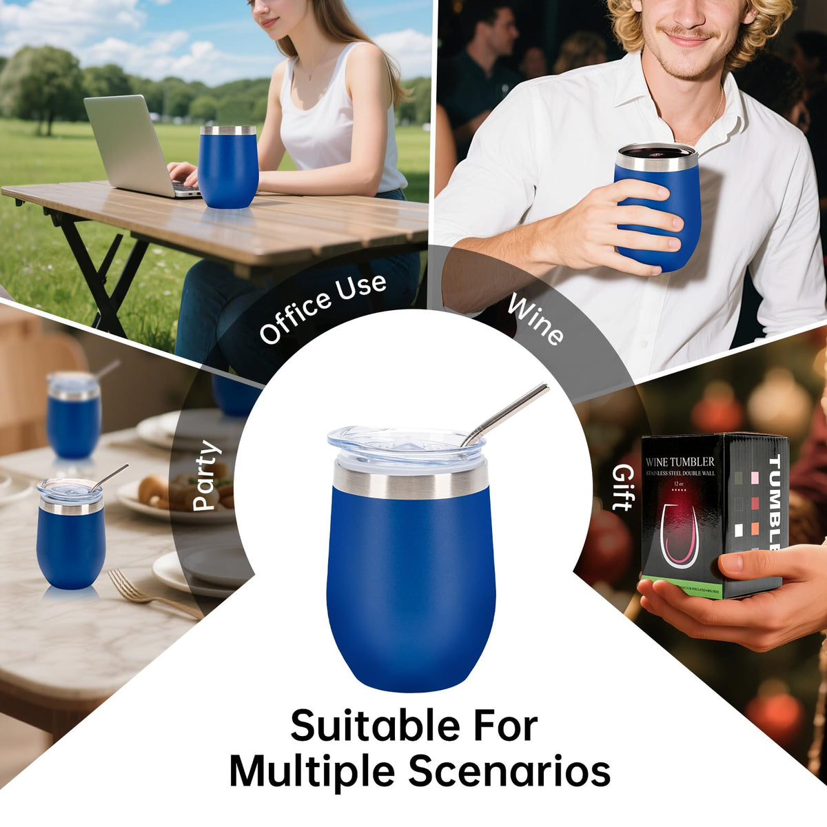 32Pack 12oz Stainless Steel Wine Bulk Tumblers with Lids and Straws (32 Count)