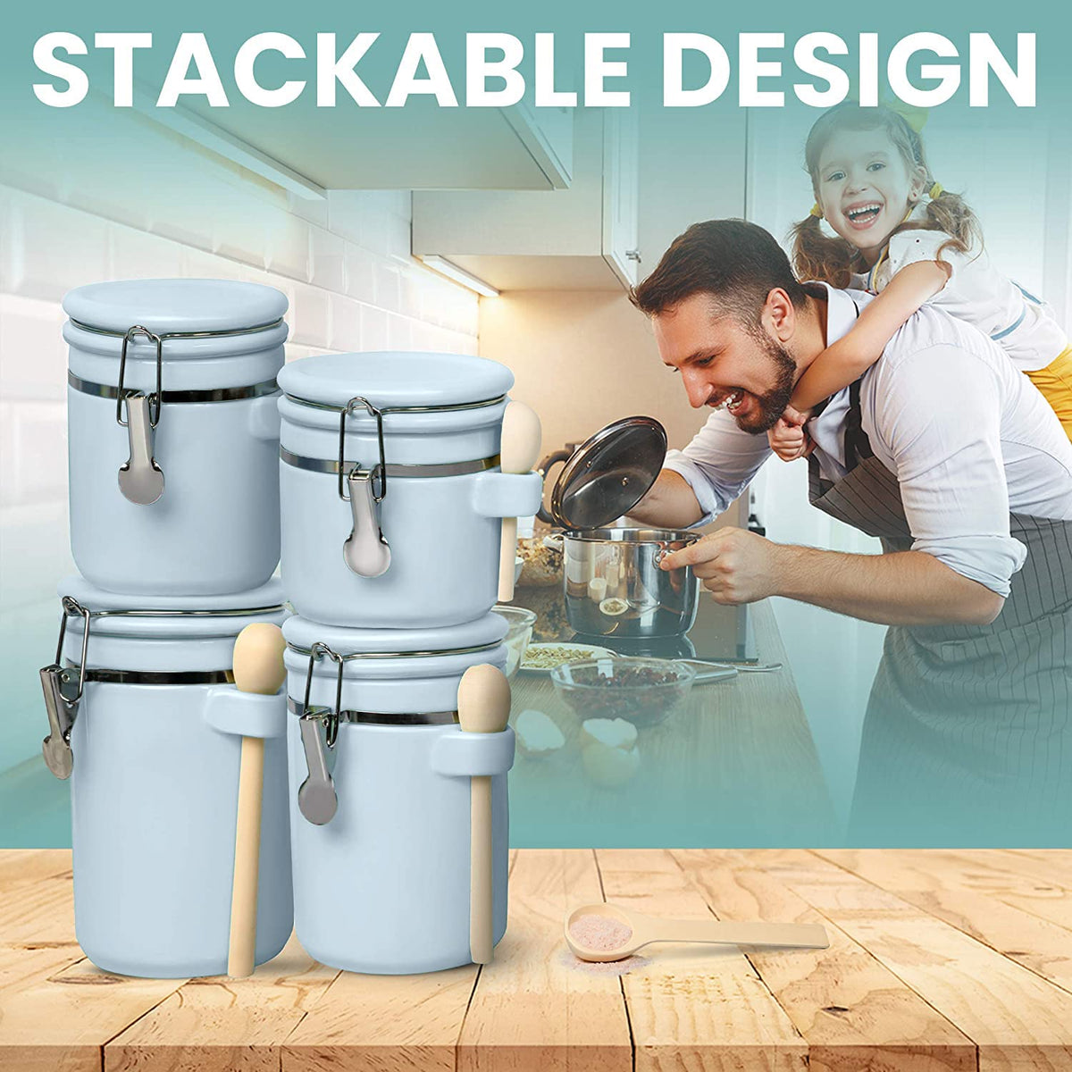 4 Piece Ceramic Kitchen Canisters Set (4 Count)