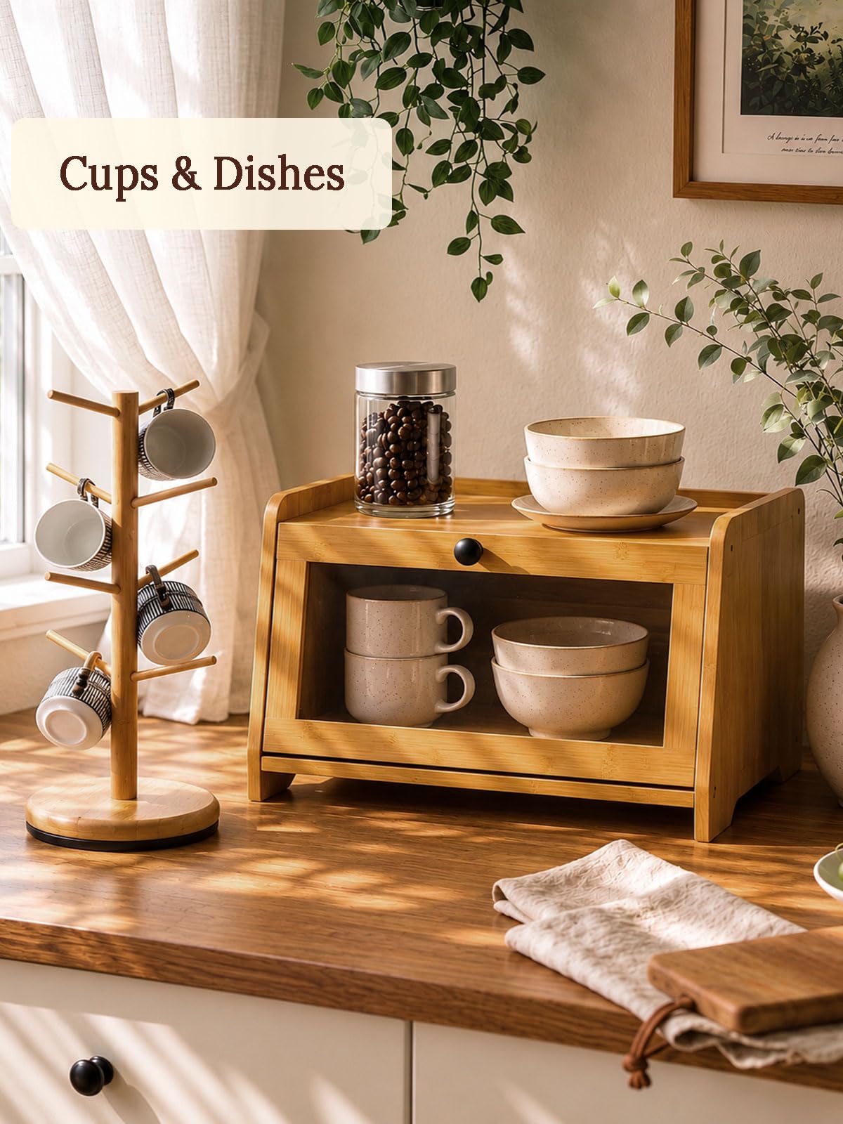 Bamboo Bread Box for Kitchen Countertop