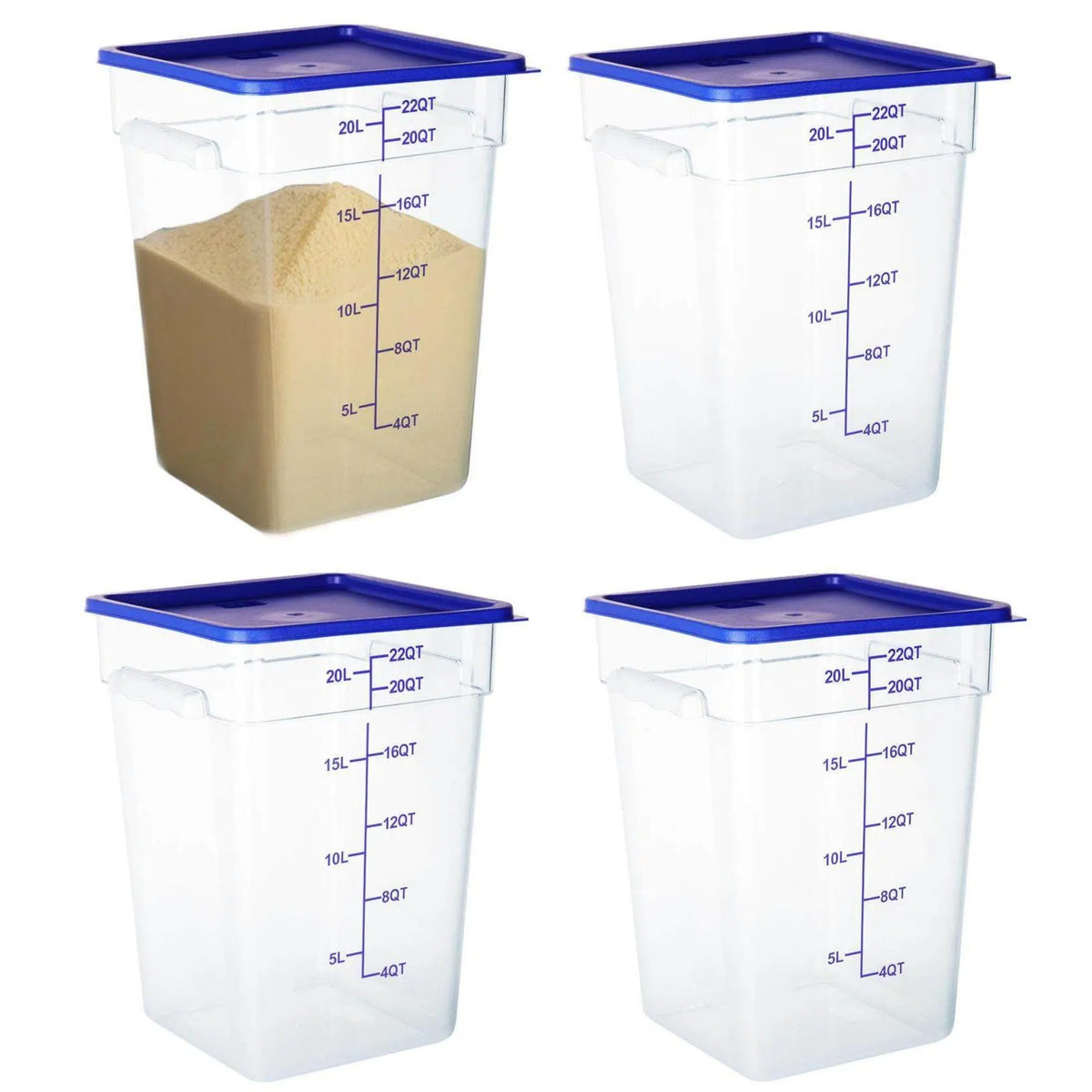 4 Pack 22 Qt Square Food Storage Containers with Lids (4 Count)