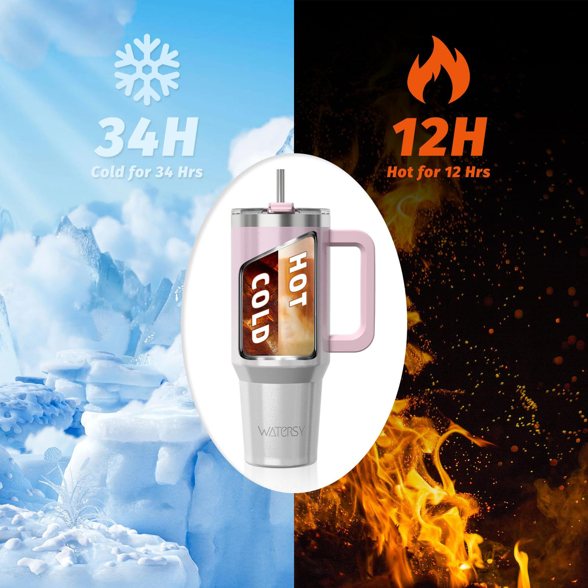 30 oz Shiny Tumbler with Handle and Straw