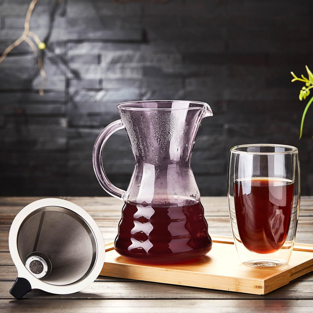 Pour Over Coffee Maker with Permanent Stainless Filter 27 fl oz (27 Fl Oz)