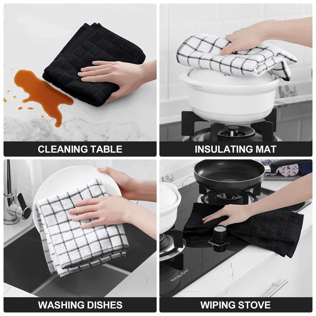 Large Premium Cotton Kitchen Towels 16"x 28" (8 Count)