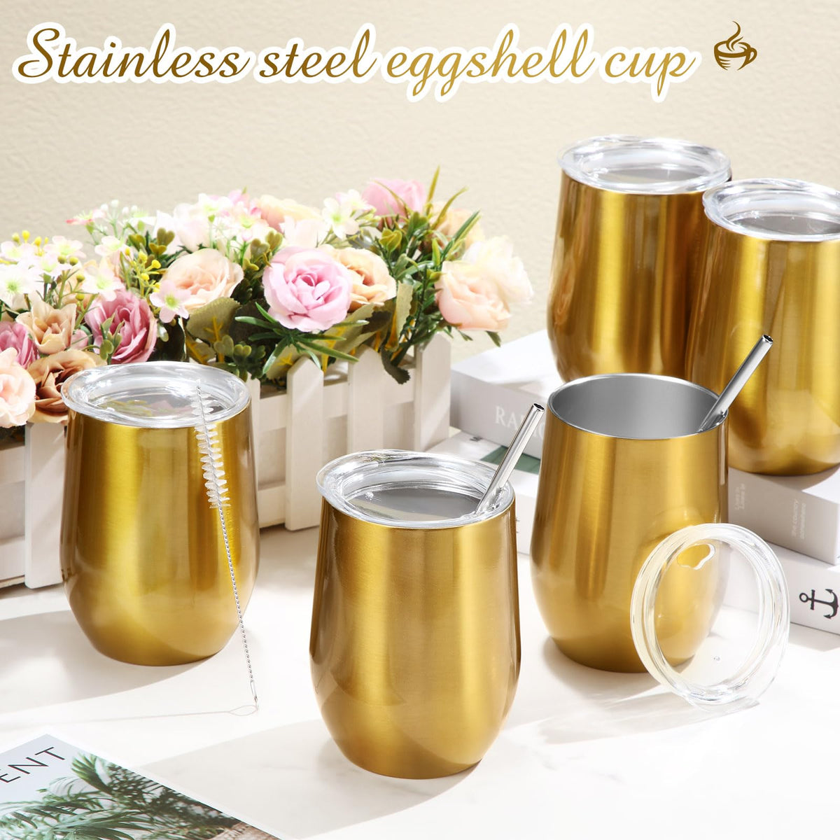 40 Pack Insulated Wine Tumblers Bulk 12oz (40 Count)