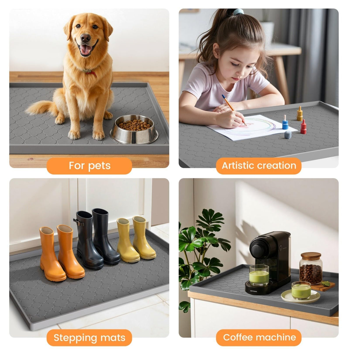 Under Sink Mat 37" x 19" Waterproof Silicone Cabinet Kitchen Liner