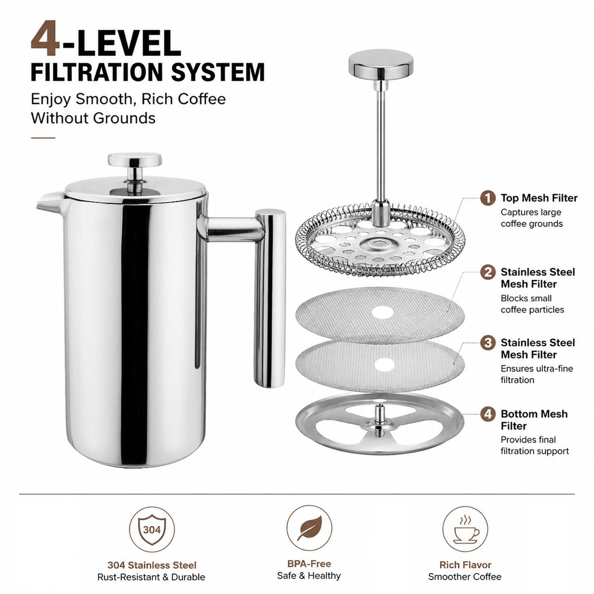 Small Stainless Steel French Press