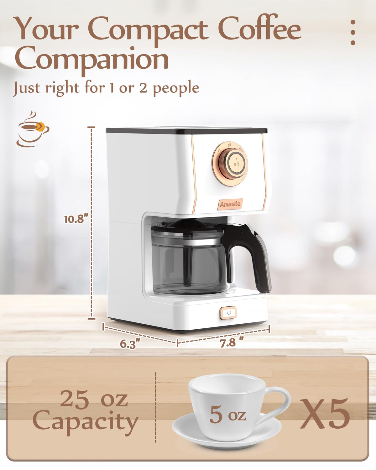 Retro Style Coffee Machine with 25 Oz Glass Coffee Pot