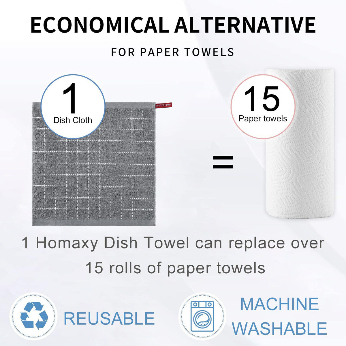100% Cotton Terry Kitchen Dish Cloths (8 Count)