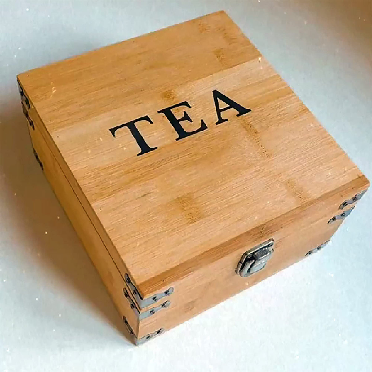 Tea Organizer Box 7.4" x 8.1" x 4.2" Bamboo Wood Organizer Storage Chest 4 Tall Adjustable Slots 100% Handmade Eco
